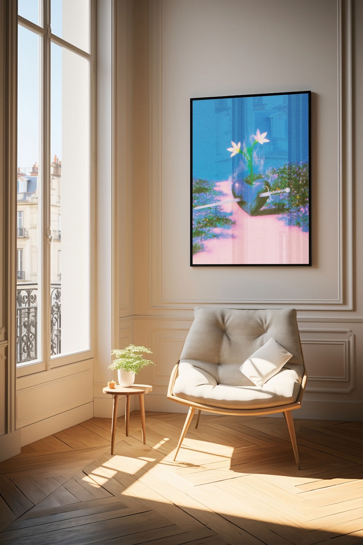 Minor Miracles I — lámina de SpaceRocket enmarcada en un ambiente